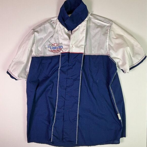 Vintage King Louie Chevrolet Racing Pit Crew Shirt XL Blue White NASCAR Style - Picture 13 of 16